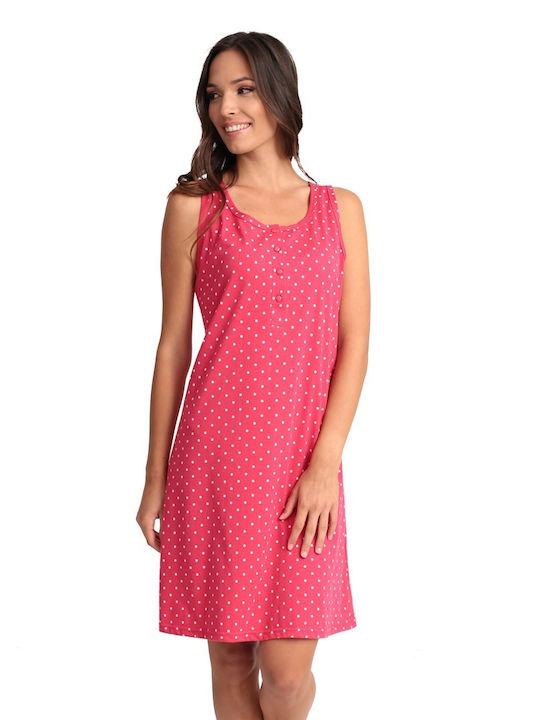 Lydia Creations Sommer Damen Baumwolle Robe mit Nachthemd Rot