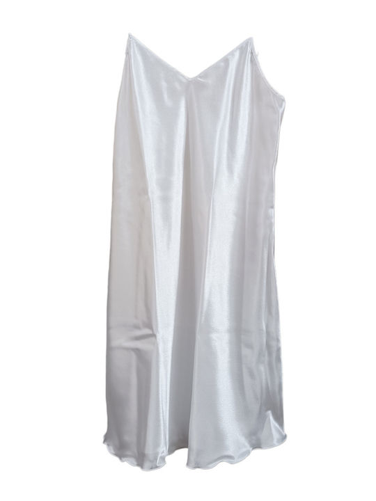 Leilieve Summer Satin Women's Nightdress White