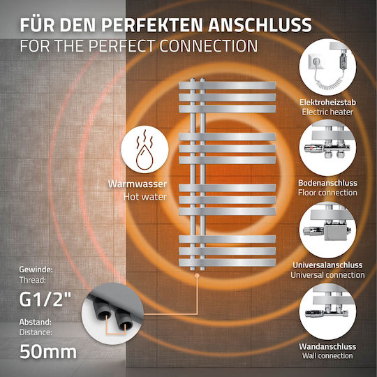 ECD Germany Iron Em Πετσετοκρεμάστρα Μπάνιου 1000x500 Ασημί
