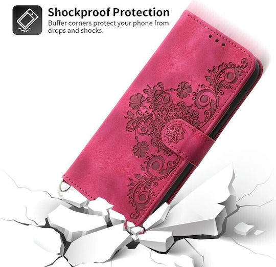 Skin-feel Embosse Wallet Burgundy (Realme 11 Pro / 11 Pro+)
