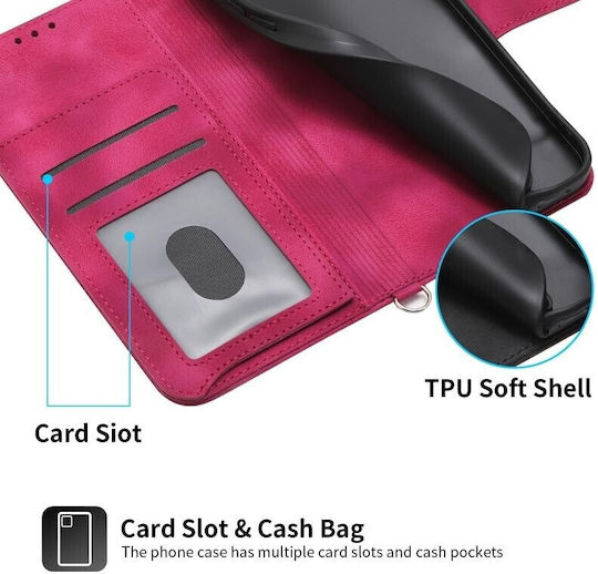 Skin-feel Embosse Wallet Burgundy (Realme 11 Pro / 11 Pro+)