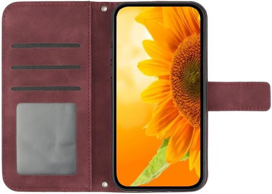 Sun Flower Wallet Burgundy (TCL 40 SE)
