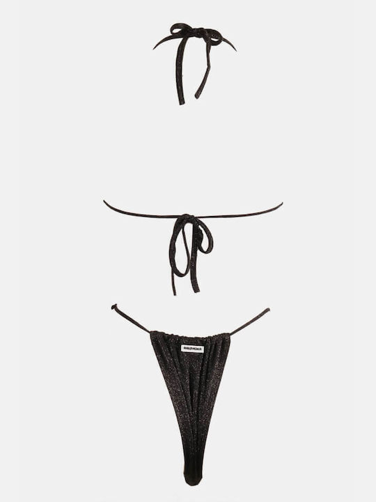 Bikini Set Triangle Top & Slip Bottom Black