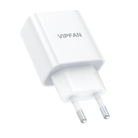Vipfan Φορτιστής με Θύρα USB-C και Καλώδιο USB-C - USB-C 20W Quick Charge 3.0 Λευκός (E04)