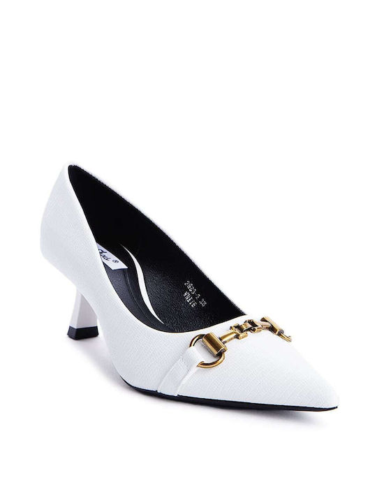 Keep Fred Synthetic Leather Pointed Toe White Medium Heels