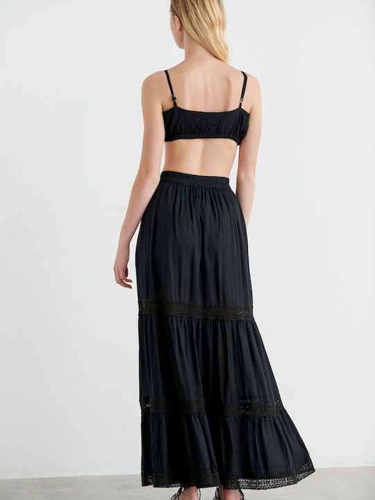 SugarFree High Waist Maxi Skirt in Black color