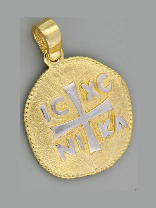 Ios Pendant Kids Charm Double Sided Constantinato made of Gold 9K ΜΕ1880