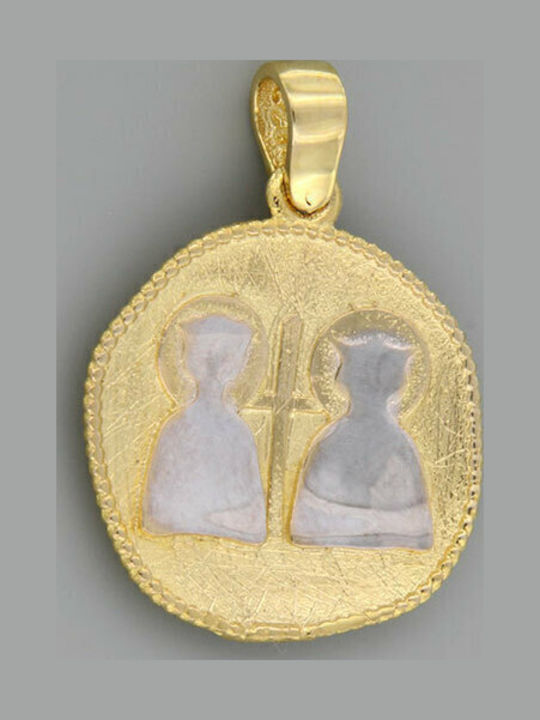 Ios Pendant Kids Charm Double Sided Constantinato made of Gold 9K ΜΕ1880