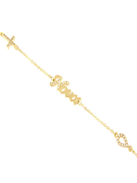 Ios Bracelet Chain made of Gold 9K with Zircon