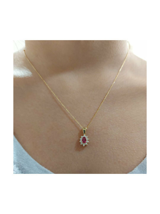 Ios Necklace Rosette from Gold 14K with Zircon