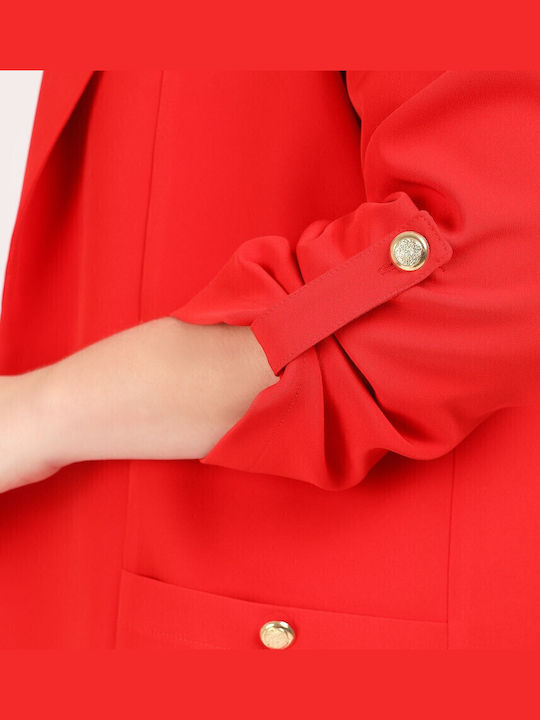 Dina Long Women's Crepe Blazer Red