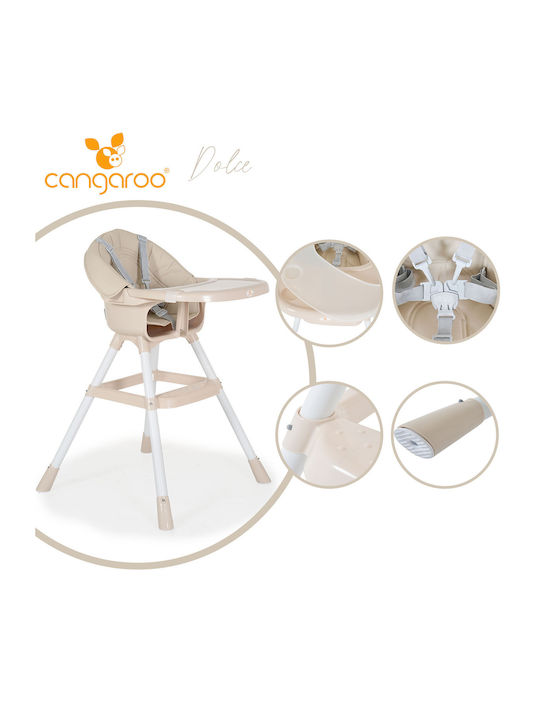 Cangaroo Dolce Baby Highchair with Plastic Frame & Fabric Seat Beige