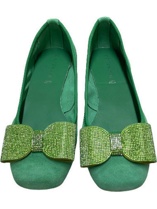 Damen Ballerinas in Grün Farbe