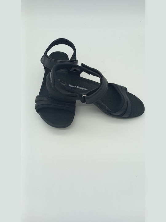 Hush Puppies Anatomic Leather Women's Sandals with Ankle Strap Black