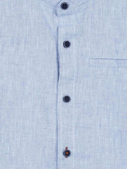 Kids Shirt Short Sleeve Linen Light Blue