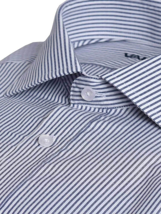 Vardas Striped Slim Fit Shirt Vardas GRAY COTTON REX COLLAR STRIPED ALL DAY