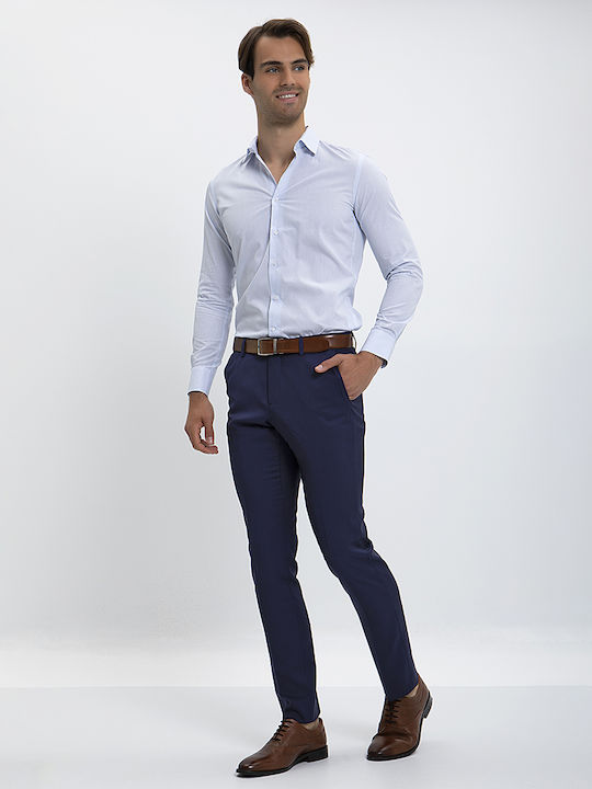 Vardas Himmelblaues gestreiftes Slim Fit Hemd