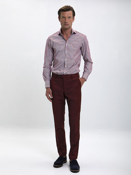 HD x Vardas Gestreiftes Slim Fit Hemd in Bordeaux Hd X Vardas Burgund