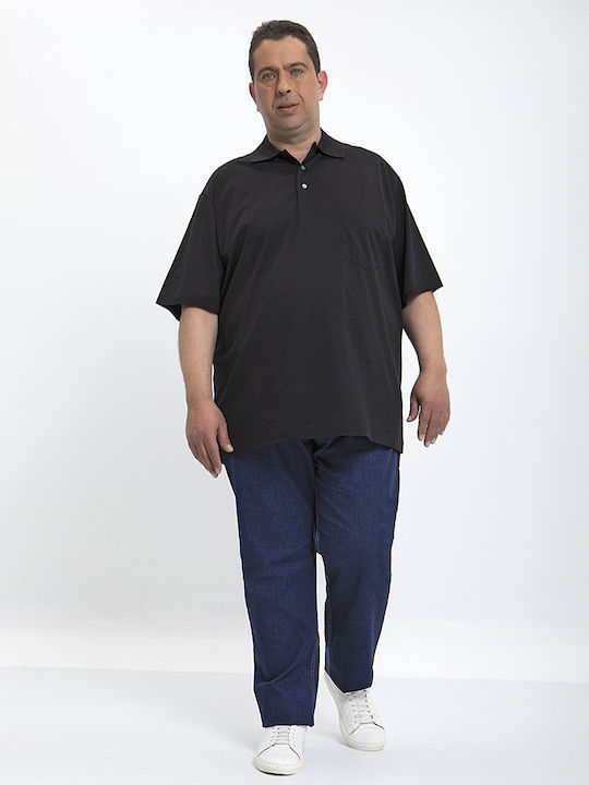 Vardas PLUS SIZE-Five Pocket Παντελόνι Μodern Fit σε Τζιν Σκούρο Vardas Μπλέ ΜΟΝΟΧΡΩΜΟ ALL DAY,CASUAL