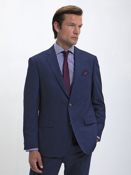 Suit with Micro Pattern Modern Fit Vardas Dark Blue