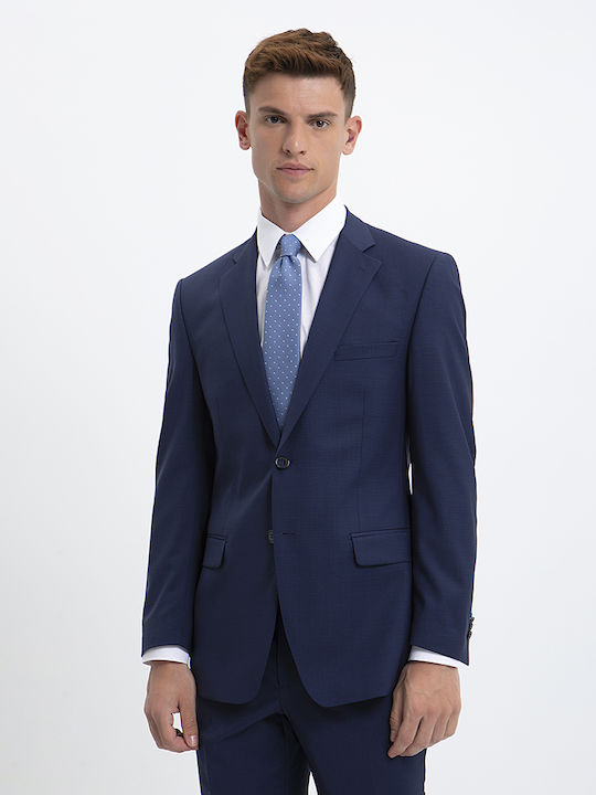 Vardas Ε-motion Suit with Micro Pattern Super 100's modern fit Vardas Blue Check