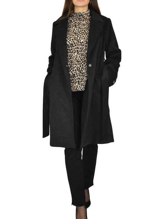 Damen Schwarz Mantel mit Gürtel