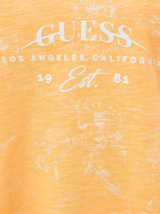 Guess Γυναικείο T-shirt Floral Πορτοκαλί