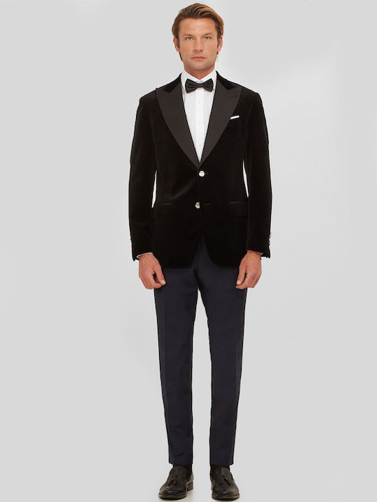 HD x Vardas Σακάκι Velvet touch Tuxedo Slim Fit σε Μαύρο Hd X Vardas Μαύρο