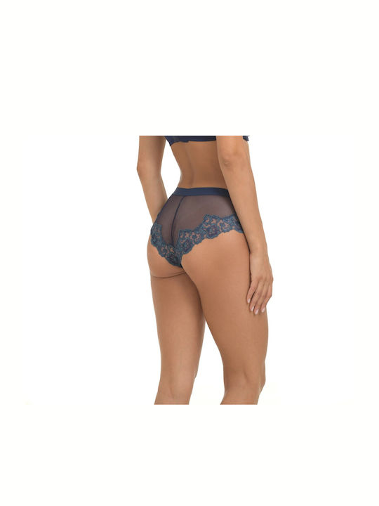 Miss Rosy Women's Slip Seamless with Lace Blue