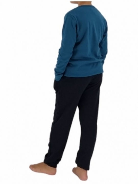 Happy Touch Kinder Schlafanzug Winterlich Petrol Blau