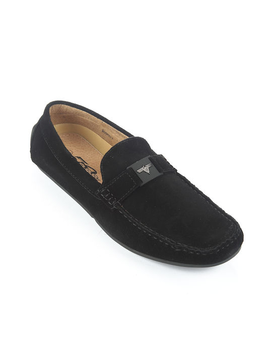 Fshoes Leder Herren Mokassins in Schwarz Farbe