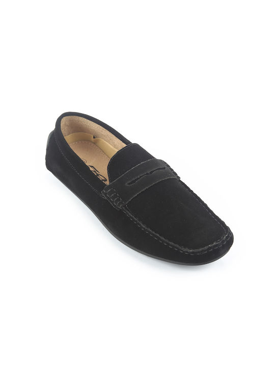 Fshoes Leder Herren Mokassins in Schwarz Farbe