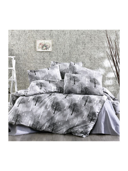 Dimcol Set Cearșafuri Extra-Dublu 220x240cm. Forest 312 Grey 4buc