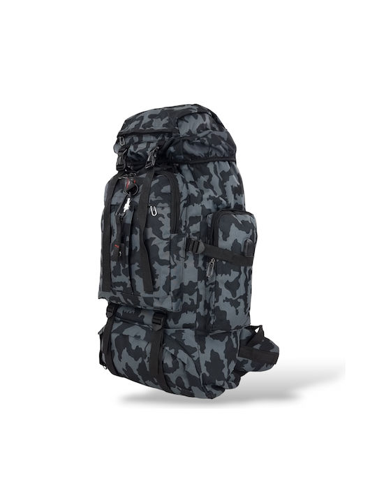 Playbags Ορειβατικό Σακίδιο 70lt Αδιάβροχο Μαύρο Camo Expedition