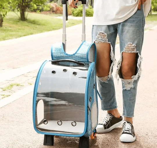 4 Dog/Cat Carrying Blue Trolley for 8kg Pets L33xW27xH42cm