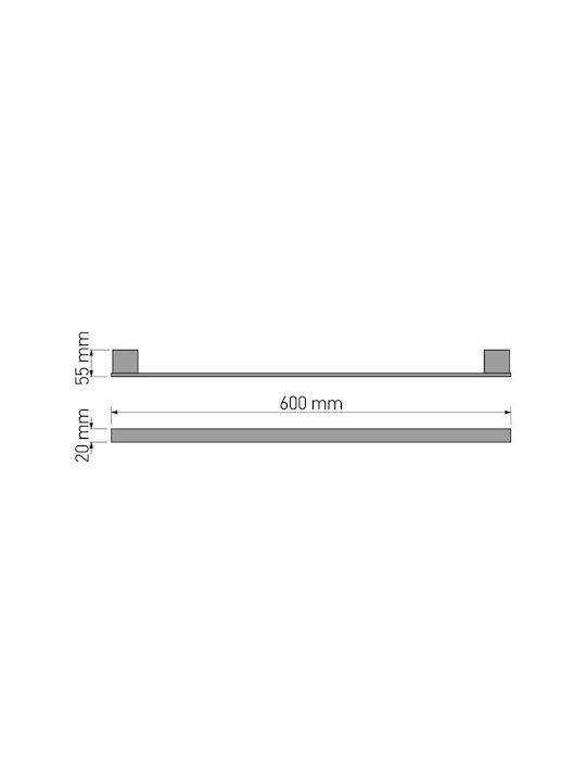 Sanco Monogram Single Wall-Mounted Bathroom Rail ​60x2cm Silver