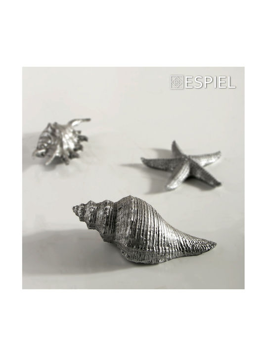Espiel Decorative Seashell made of Polyresin Silver 18x7x6cm 1pcs