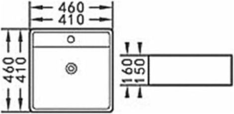 KLP Top Επικαθήμενος Νιπτήρας Πορσελάνης 46x42x15.5cm Λευκός