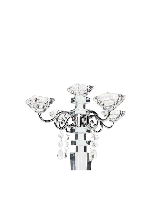 Keskor Candle Holder Crystal 5 Seats in Transparent Color 30x30x38cm 1pcs
