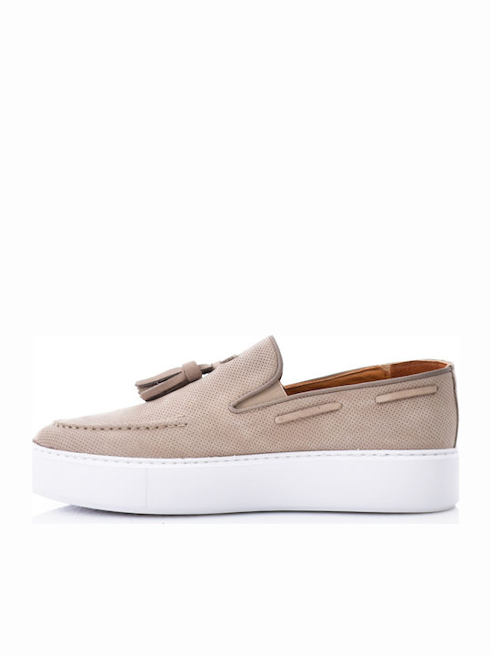 Leder Herren Mokassins in Beige Farbe