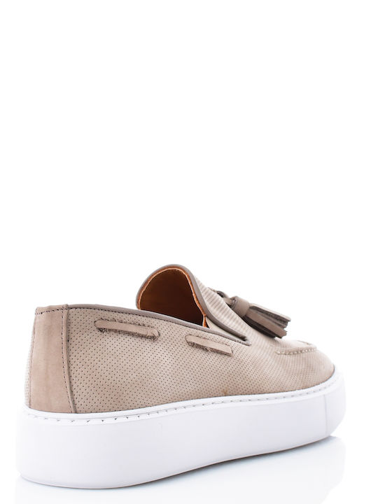 Leder Herren Mokassins in Beige Farbe