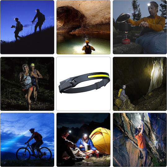 Ideahellas Rechargeable Headlamp LED IPX4 with Maximum Brightness 350lm Black