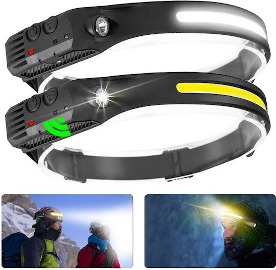 Rechargeable Headlamp LED IPX4 with Maximum Brightness 350lm Black