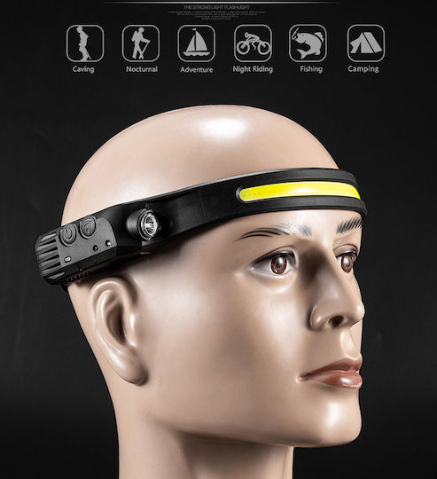 Rechargeable Headlamp LED IPX4 with Maximum Brightness 350lm Black
