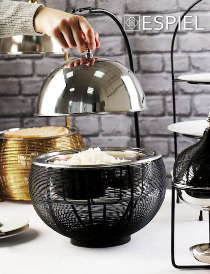 Espiel Metallic Fondue Pot with Tea Light Black 50x50x42cm