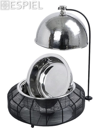 Espiel Metallic Fondue Pot with Tea Light Black 43cm