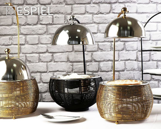 Espiel Chafing Dish Fondue-Topf mit Teelicht Metallisch Gold 30x30x33cm