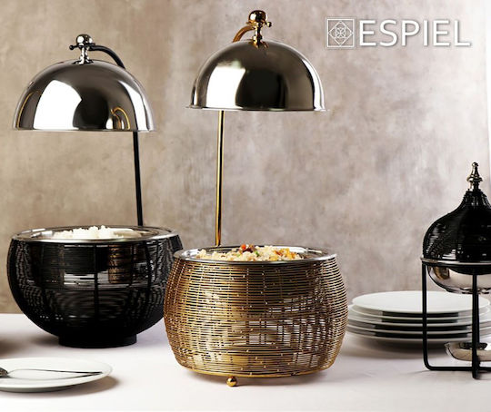 Espiel Chafing Dish Fondue-Topf mit Teelicht Metallisch Gold 30x30x33cm