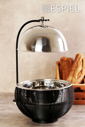 Espiel Chafing Dish Metallic Fondue Pot with Tea Light Black 25x25x30cm