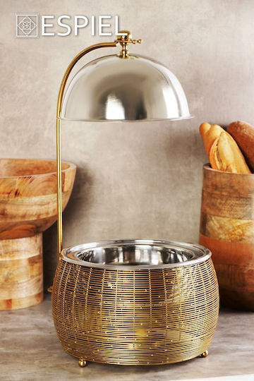 Espiel Metallic Fondue Pot with Tea Light Gold 25x25x30cm